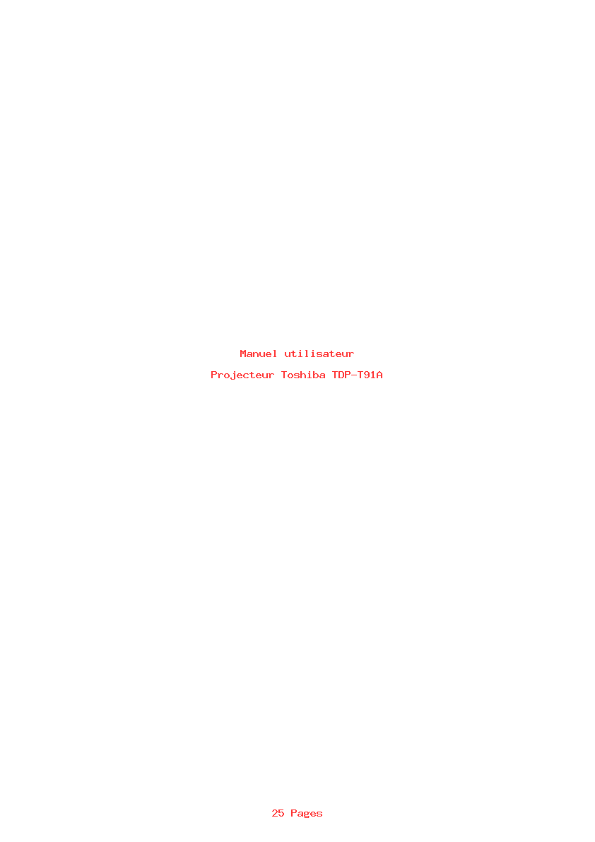 Page 1 de la notice Manuel utilisateur Toshiba TDP-T91A