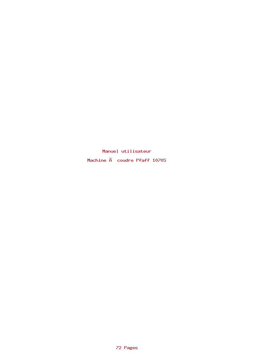 Page 1 de la notice Manuel utilisateur Pfaff 1070S