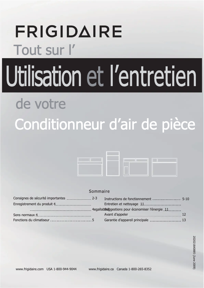 Page 1 de la notice Manuel utilisateur Frigidaire FRA226ST2