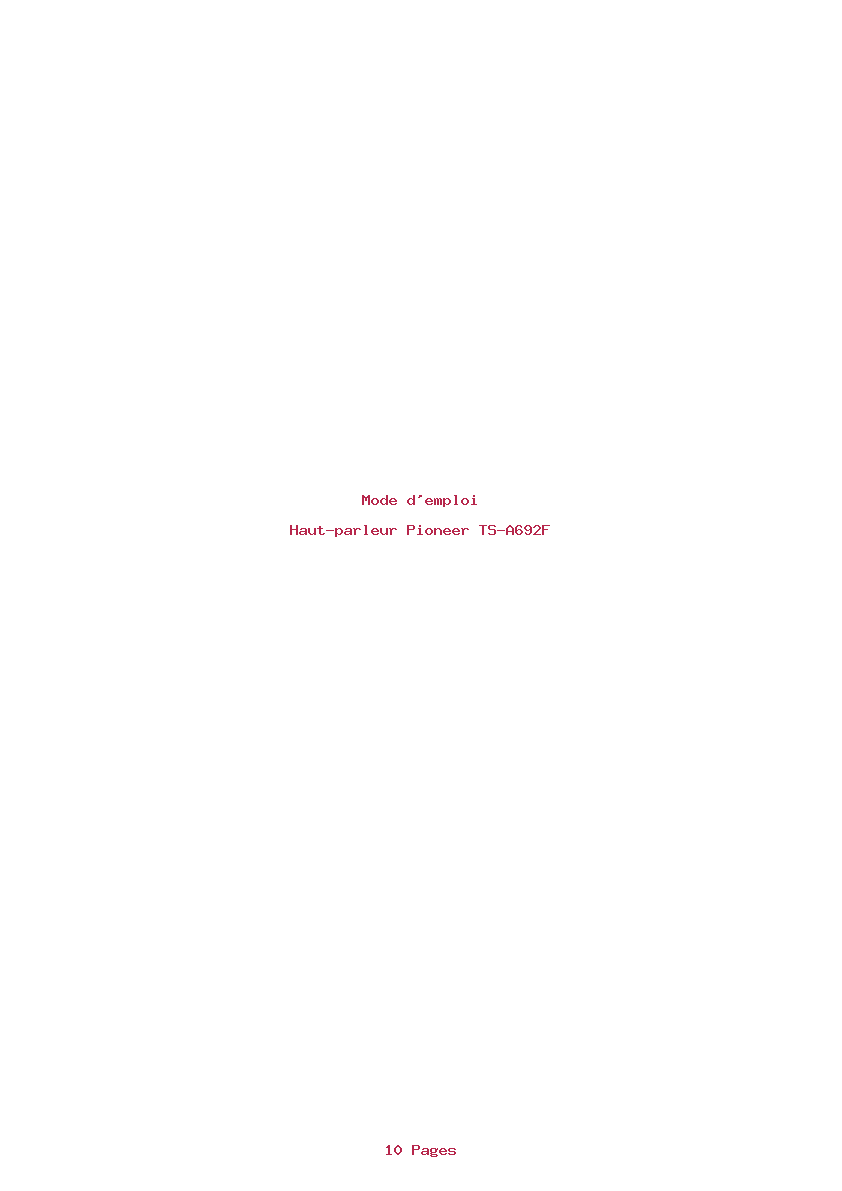 Page 1 de la notice Mode d'emploi Pioneer TS-A692F