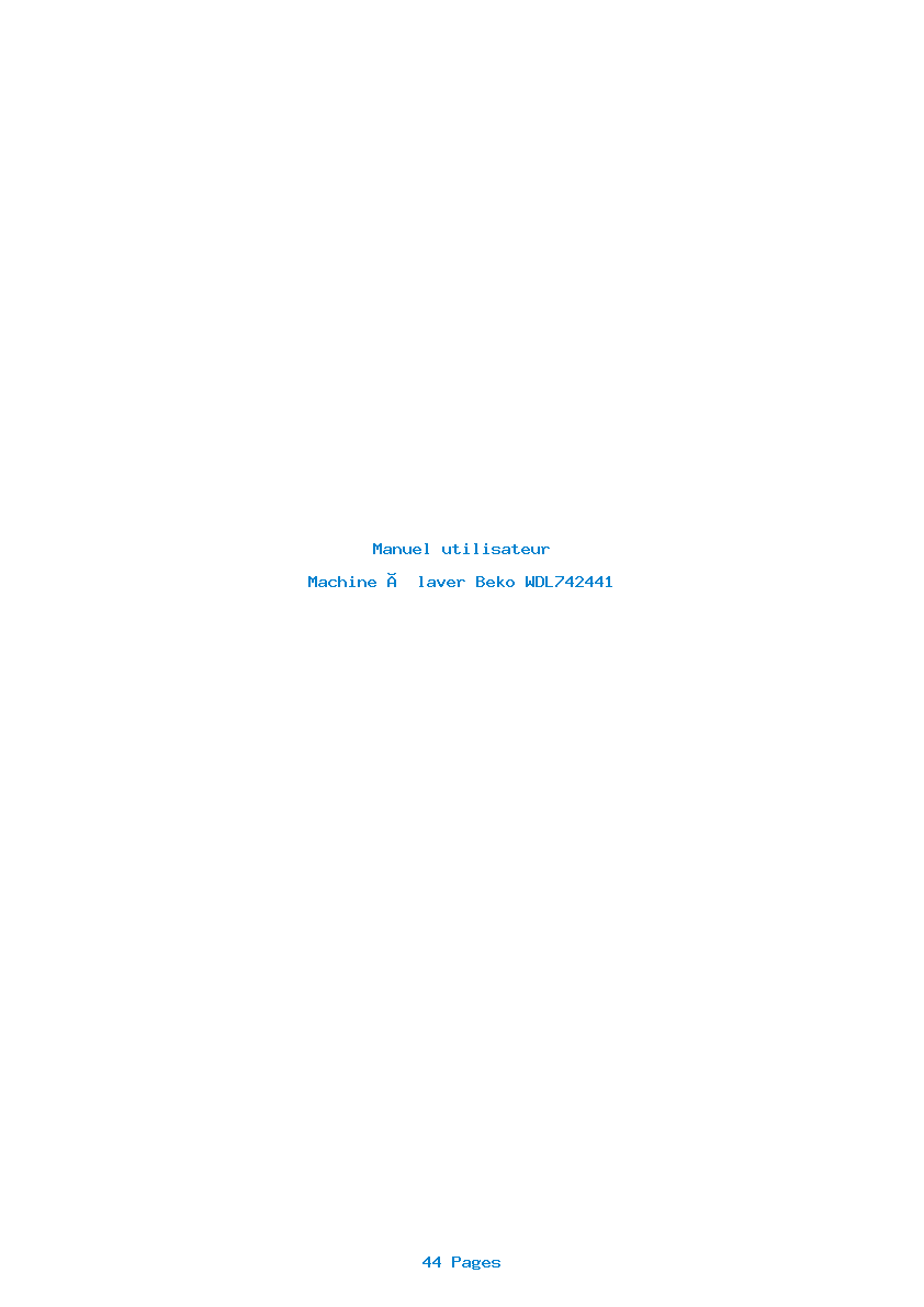 Page 1 de la notice Manuel utilisateur Beko WDL742441