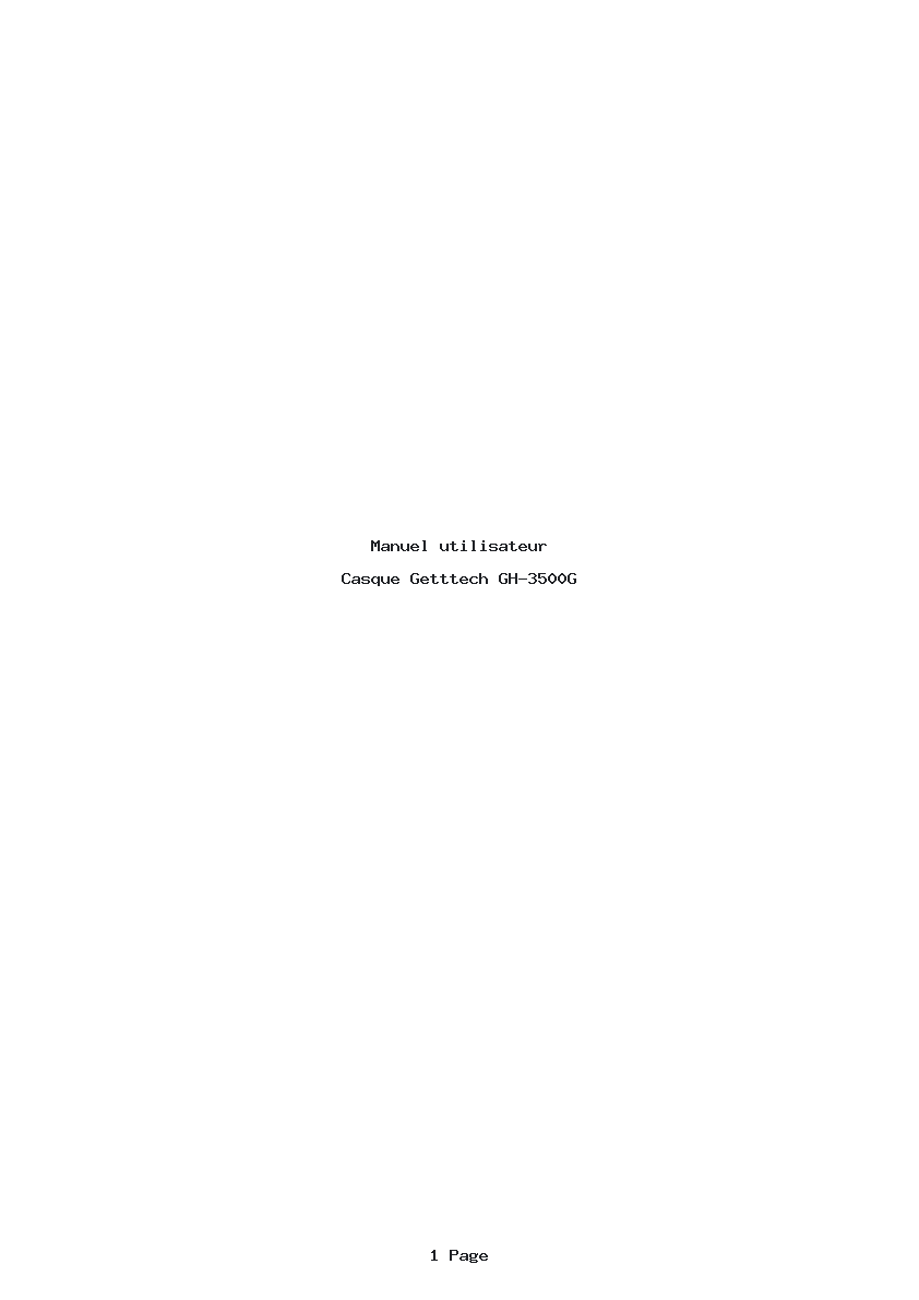 Page 1 de la notice Manuel utilisateur Getttech GH-3500G