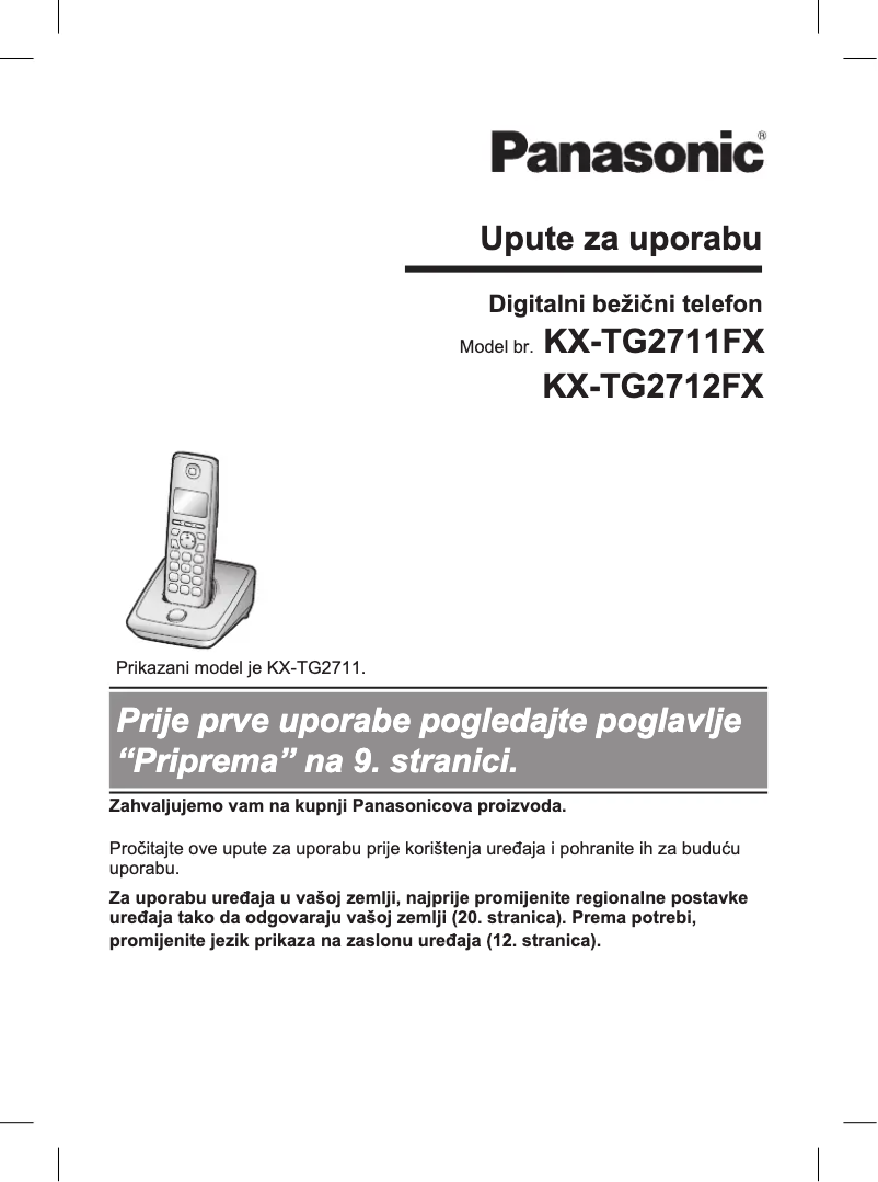 Imagen de la primera página del manual del dispositivo KX-TG2711FX