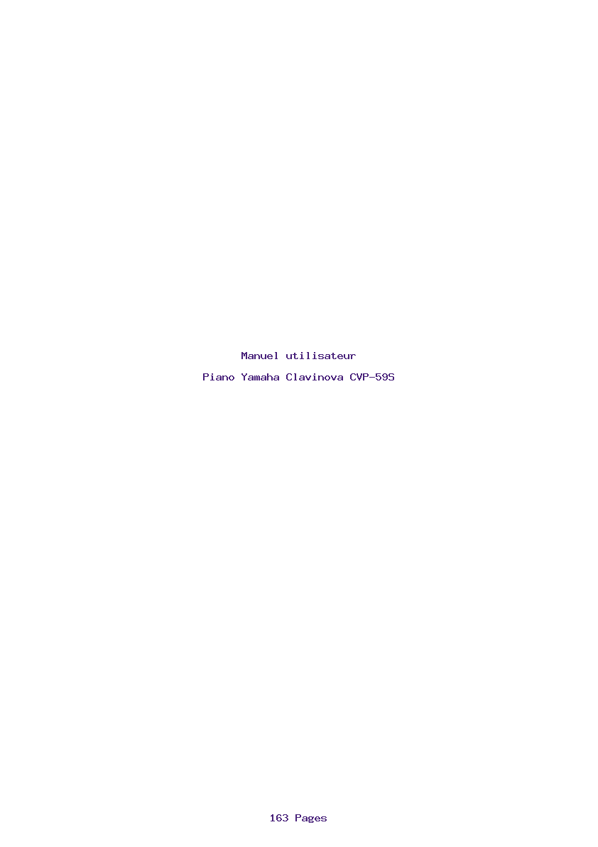 Page 1 de la notice Manuel utilisateur Yamaha Clavinova CVP-59S