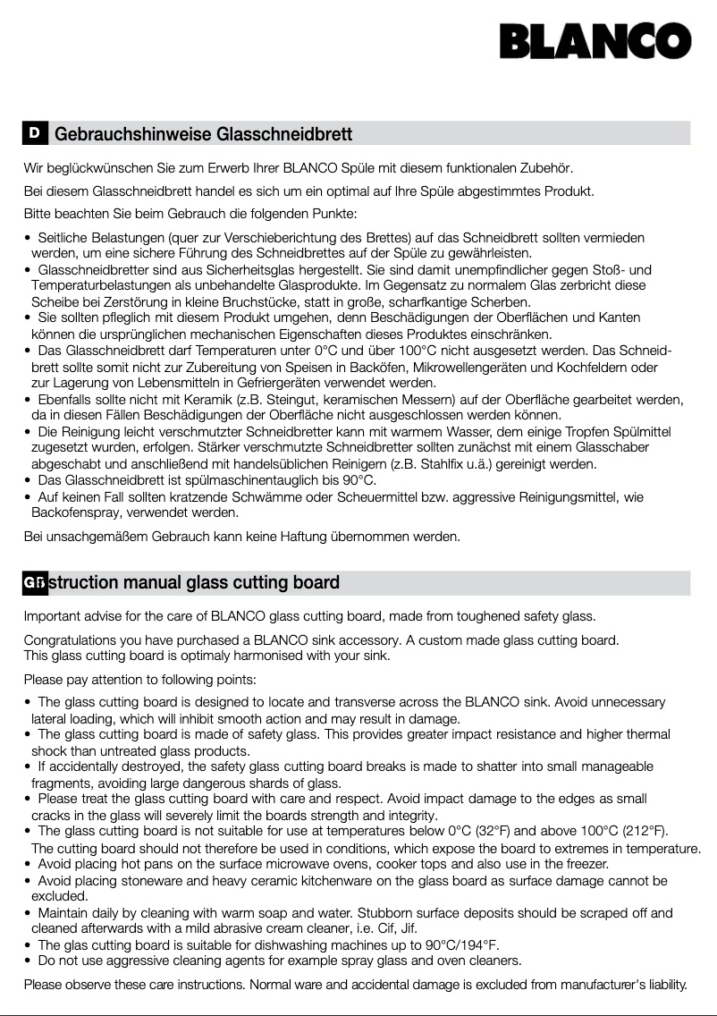 Page 1 de la notice Manuel utilisateur BLANCO ZEROX 450-U