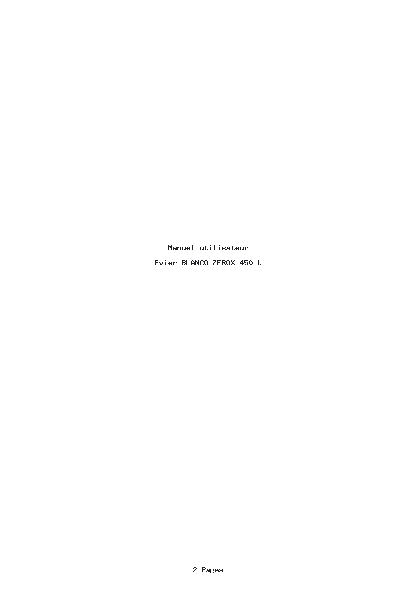 Page 1 de la notice Manuel utilisateur BLANCO ZEROX 450-U