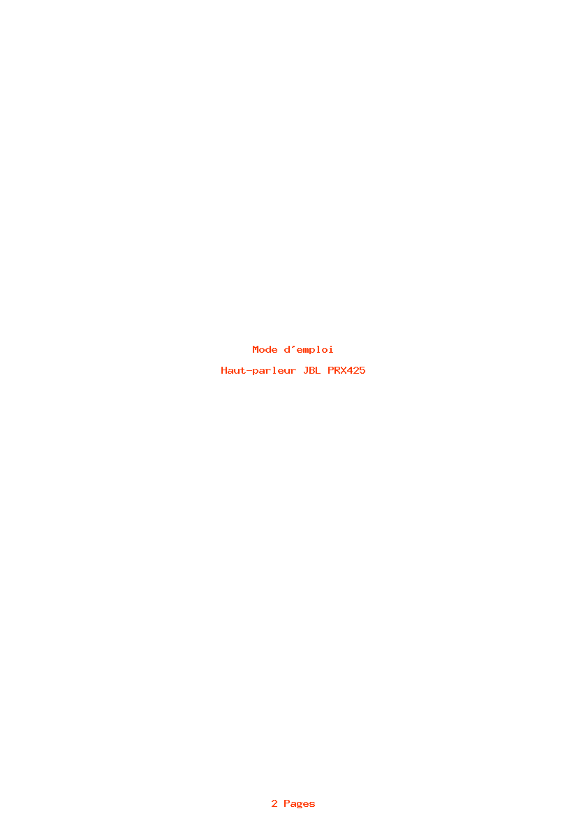 Page 1 de la notice Mode d'emploi JBL PRX425