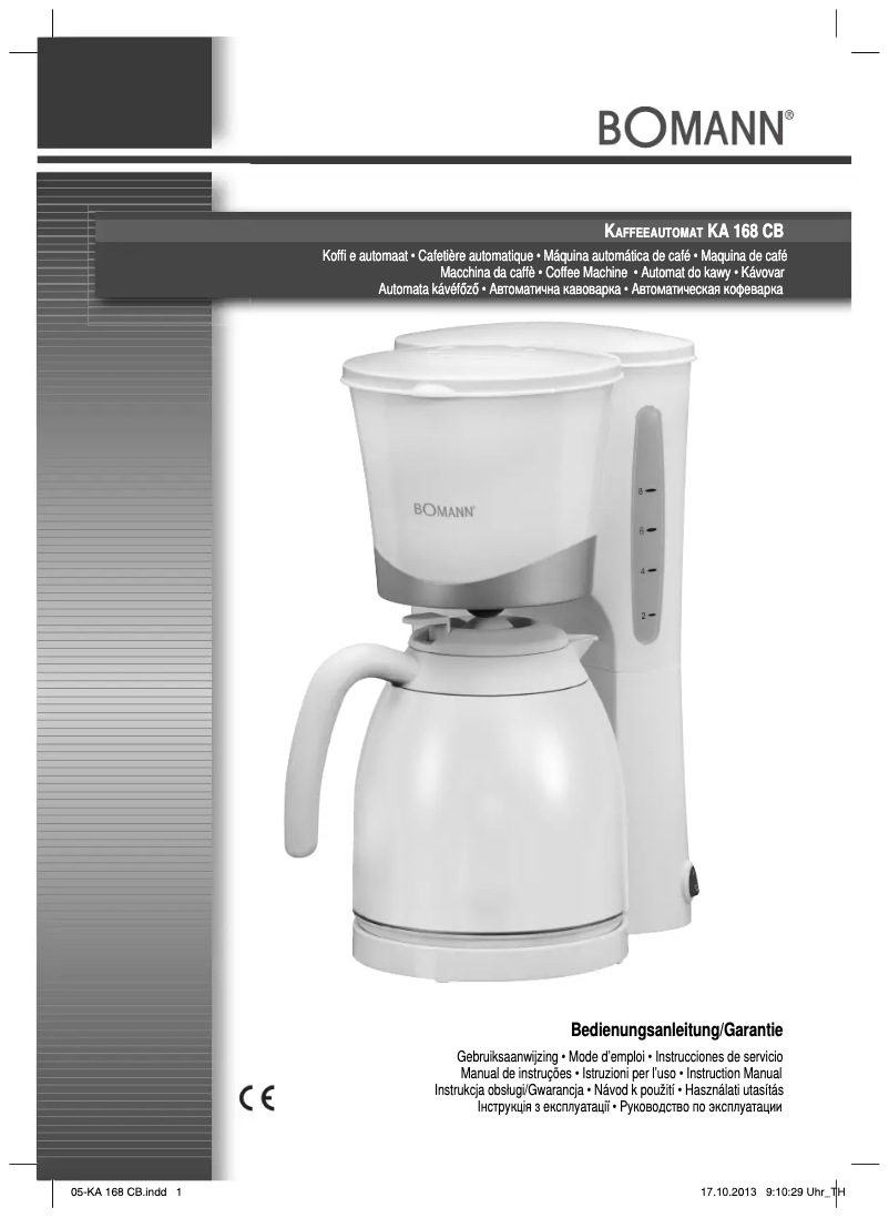 Page 1 de la notice Manuel utilisateur Bomann KA 168 CB