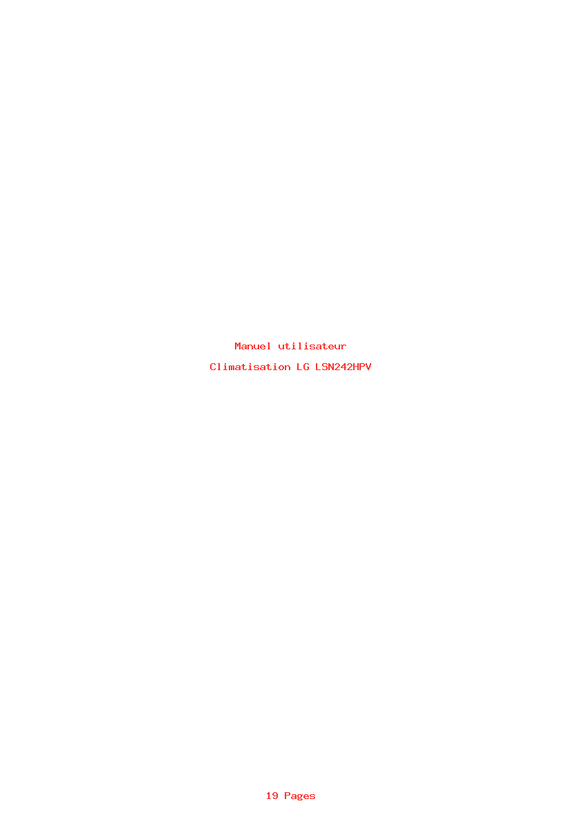 Page 1 de la notice Manuel utilisateur LG LSN242HPV