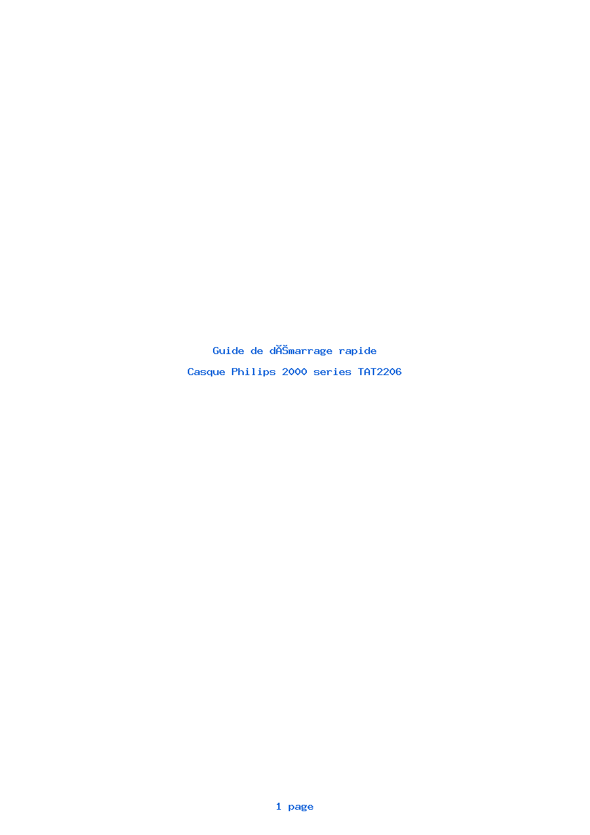 Page 1 de la notice Guide de démarrage rapide Philips 2000 series TAT2206