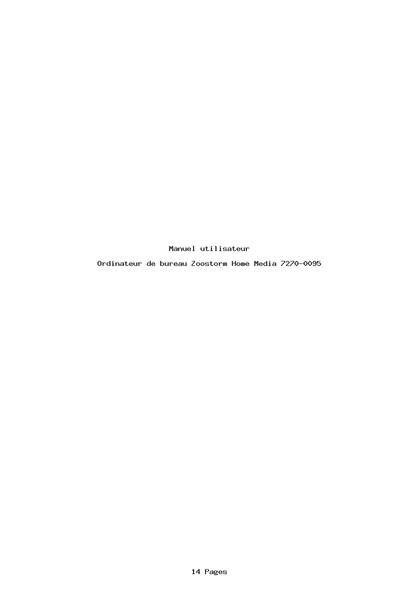 Page 1 de la notice Manuel utilisateur Zoostorm Home Media 7270-0095