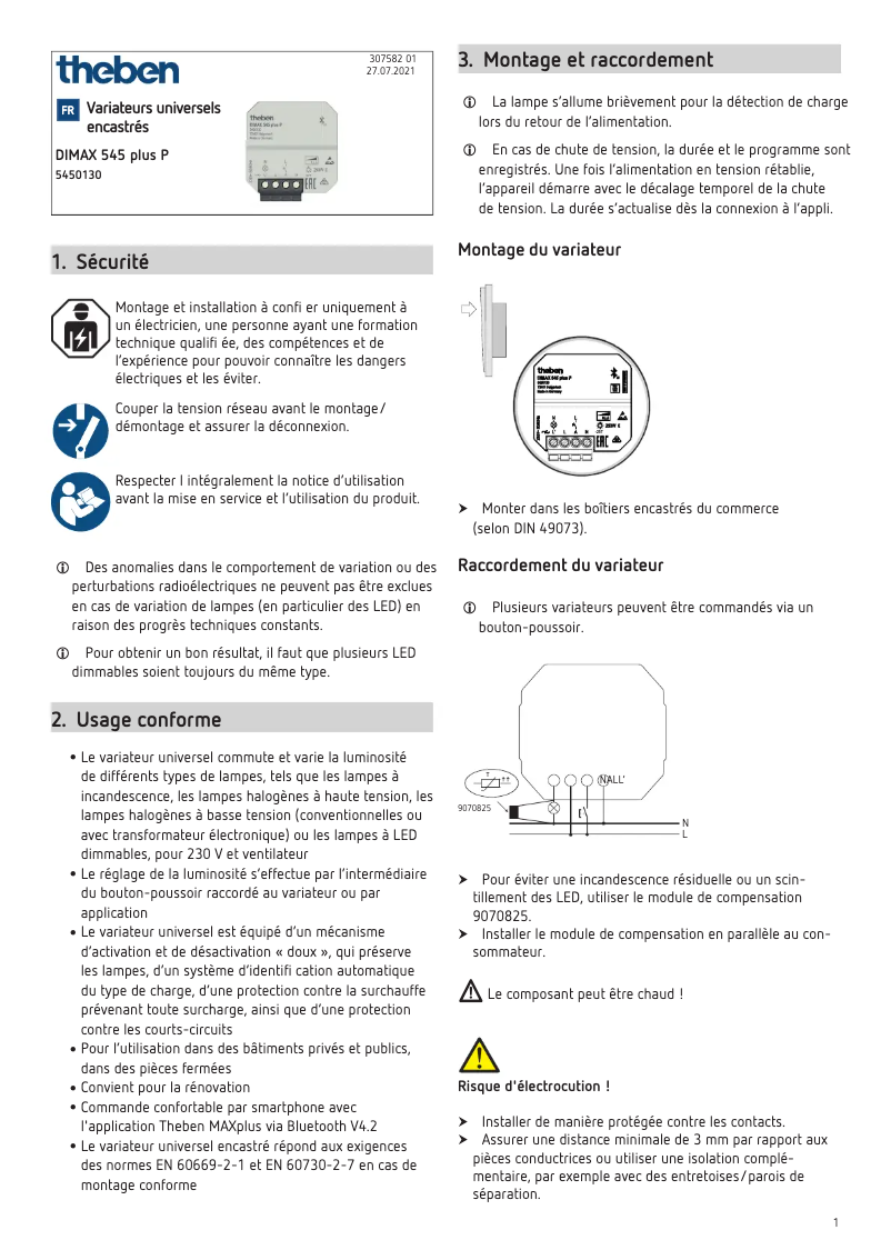 Page 1 de la notice Manuel utilisateur Theben DIMAX 545 plus P