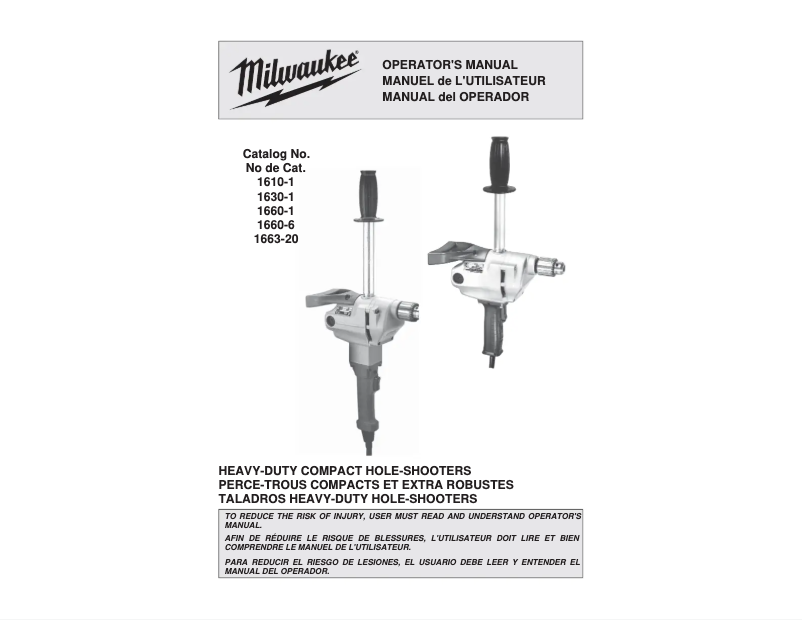 Page 1 de la notice Manuel utilisateur Milwaukee 1630-1