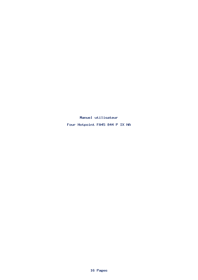 Page 1 de la notice Manuel utilisateur Hotpoint FA4S 844 P IX HA