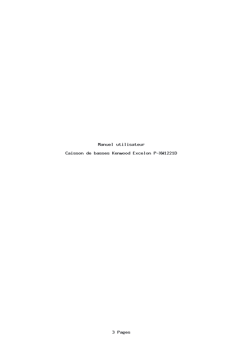 Page 1 de la notice Manuel utilisateur Kenwood Excelon P-XW1221D