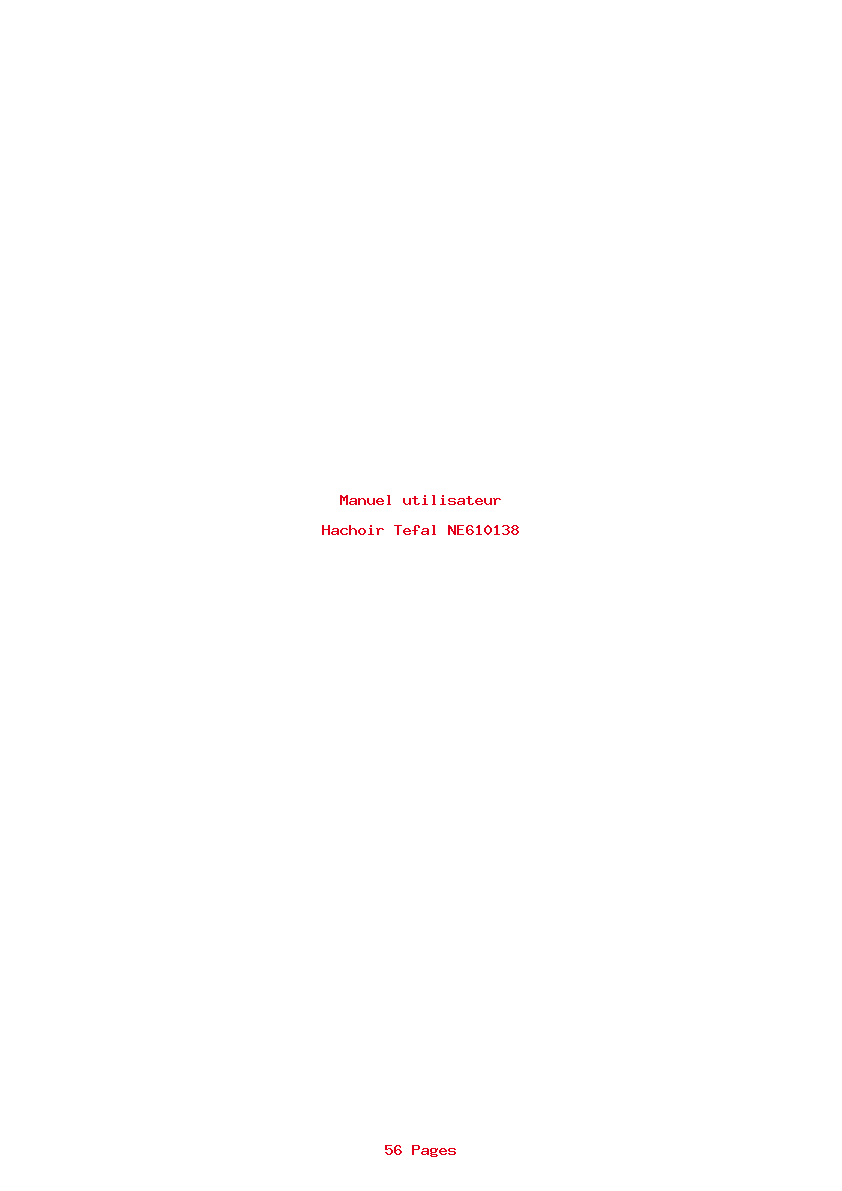 Page 1 de la notice Manuel utilisateur Tefal NE610138