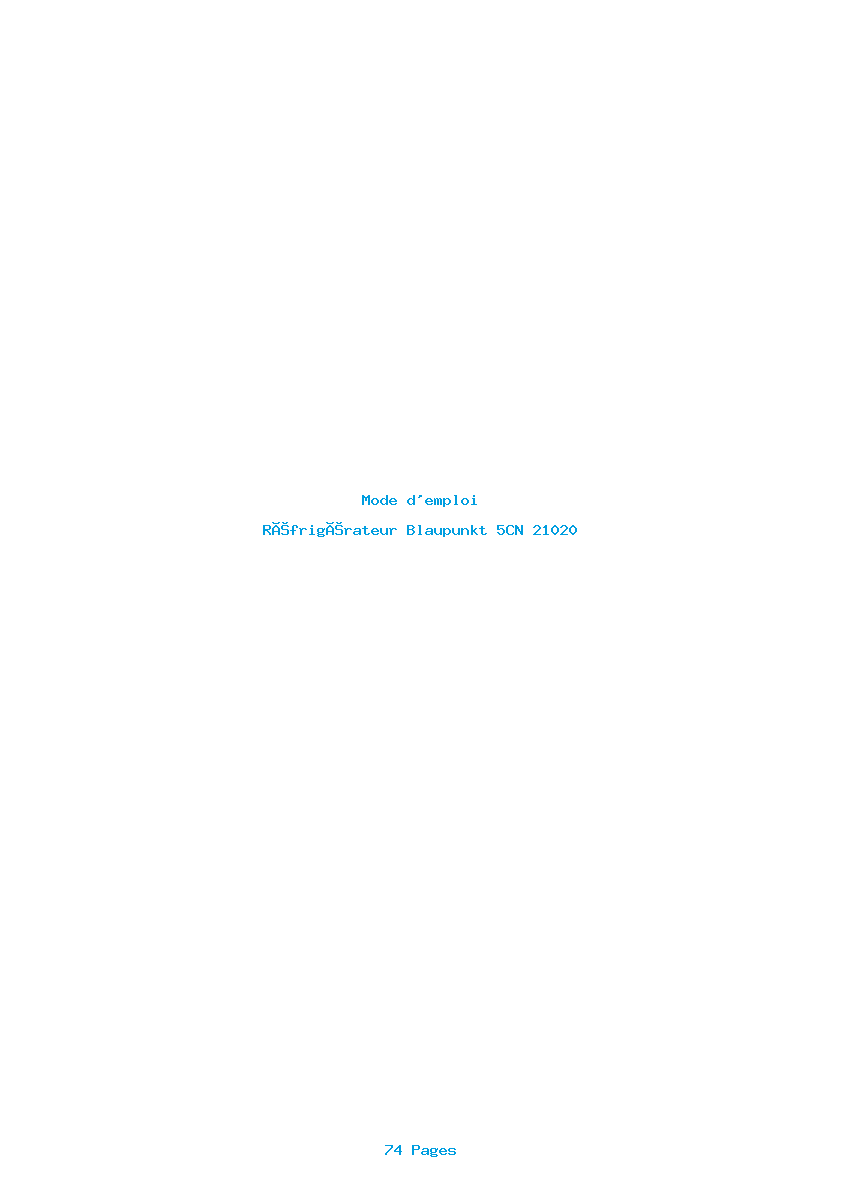 Page 1 de la notice Mode d'emploi Blaupunkt 5CN 21020
