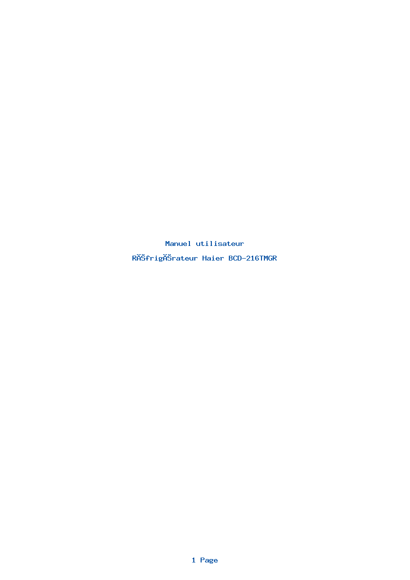 Page 1 de la notice Manuel utilisateur Haier BCD-216TMGR