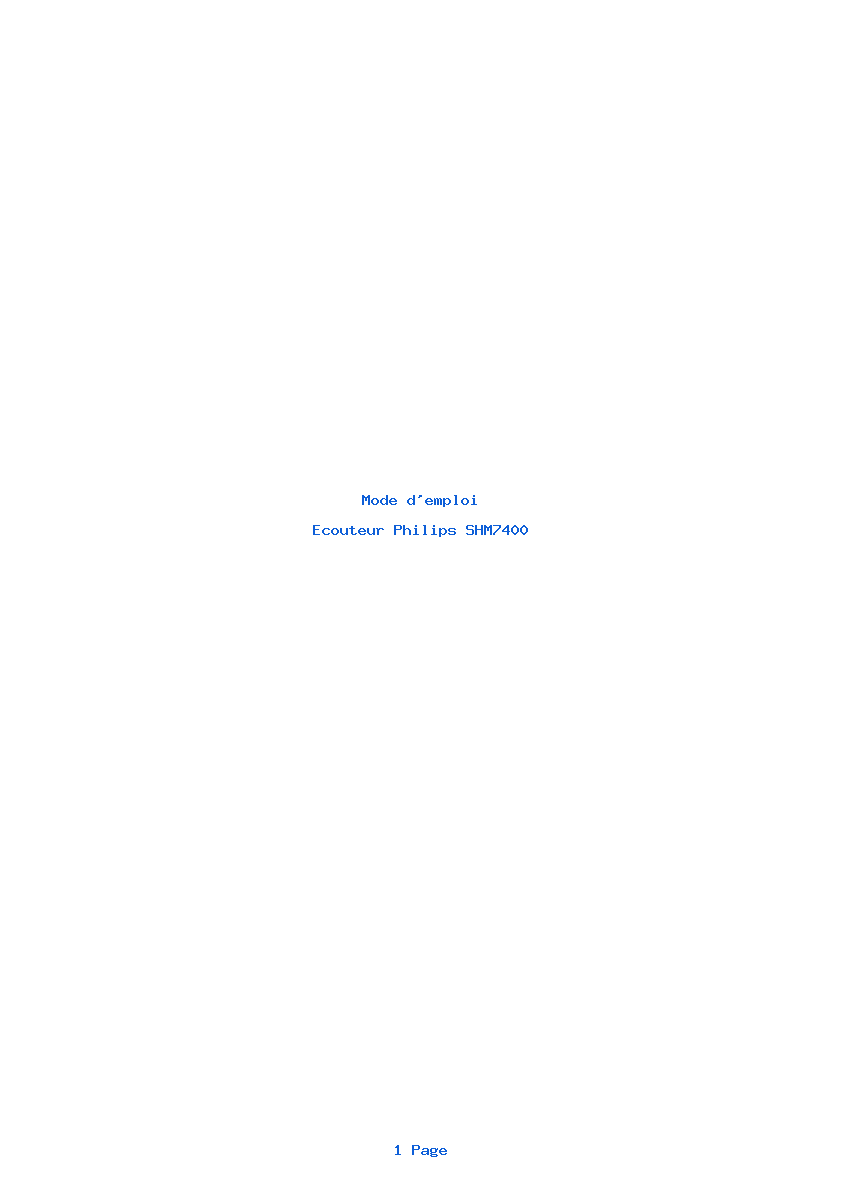 Page 1 de la notice Mode d'emploi Philips SHM7400