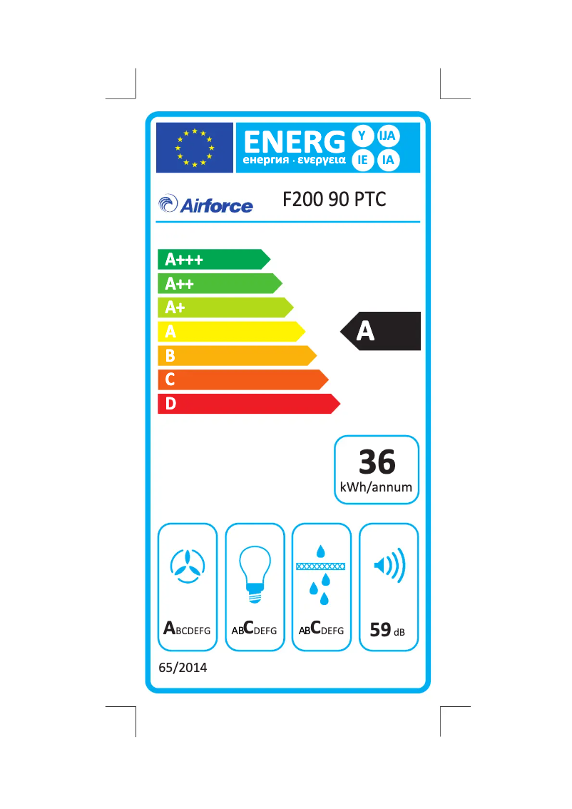 Page 1 de la notice Label énergétique Airforce F200 PTC