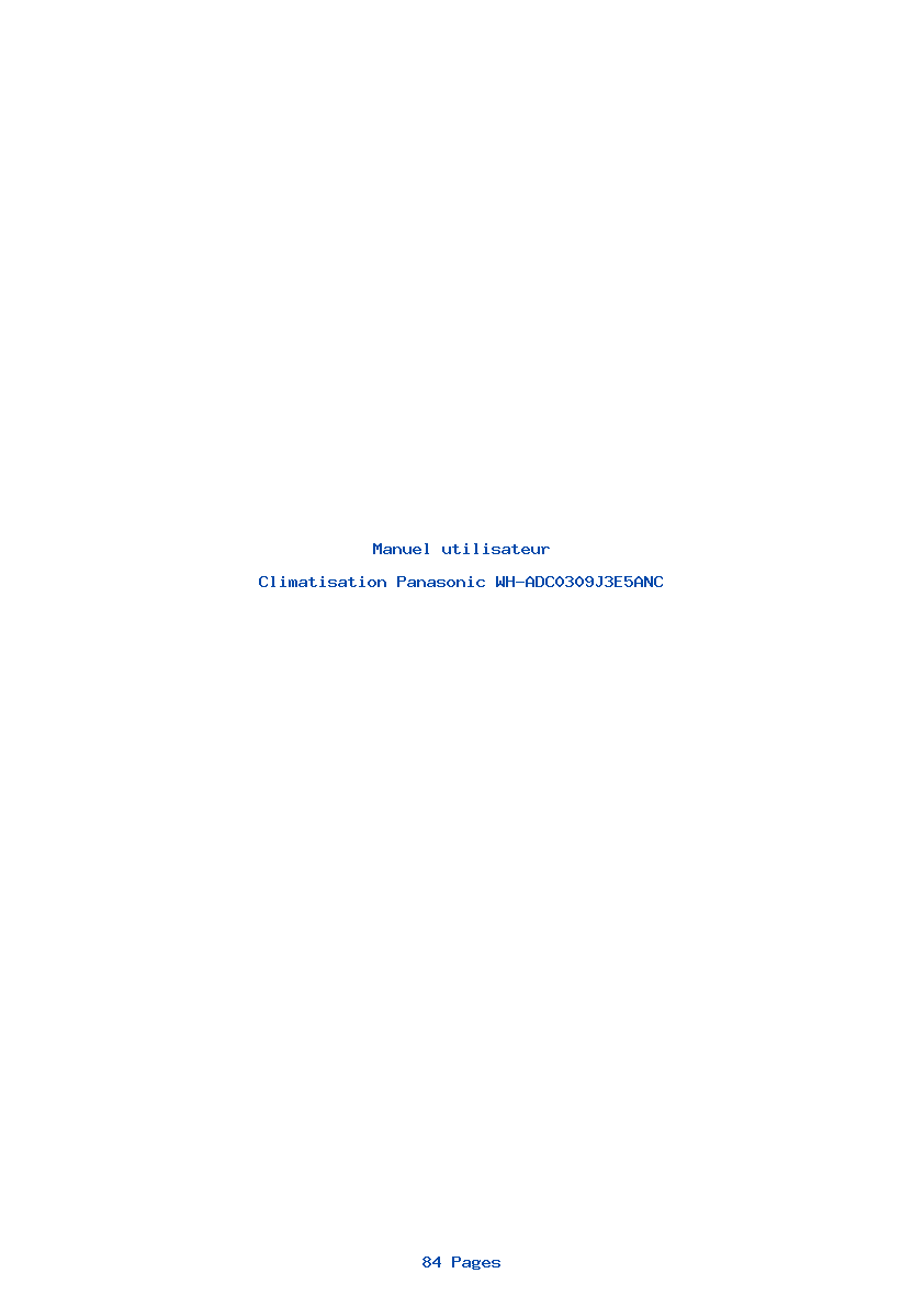 Page 1 de la notice Manuel utilisateur Panasonic WH-ADC0309J3E5ANC