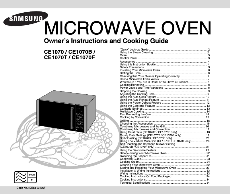 Page 1 de la notice Manuel utilisateur Samsung CE1070