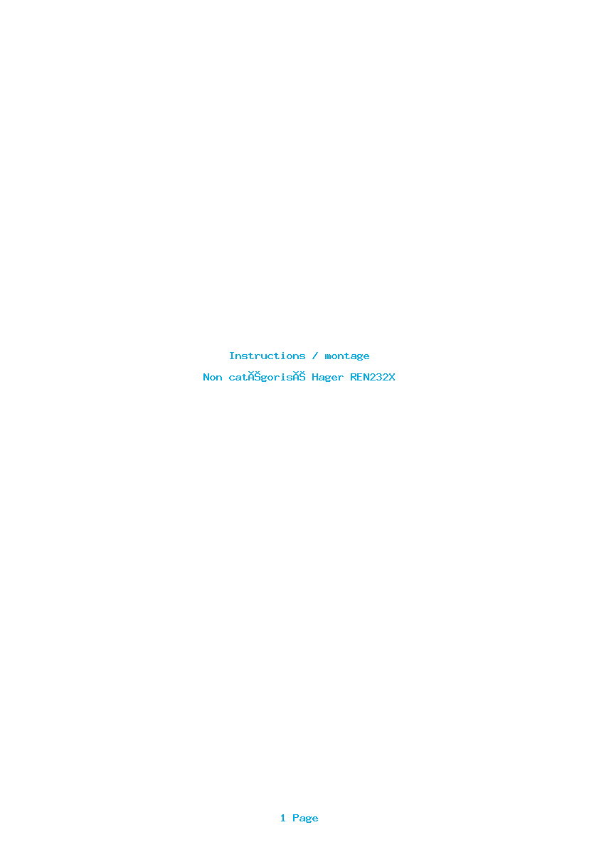 Page 1 de la notice Instructions / montage Hager REN232X