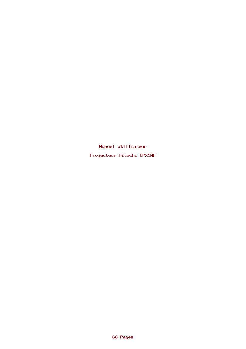 Page 1 de la notice Manuel utilisateur Hitachi CPX1WF