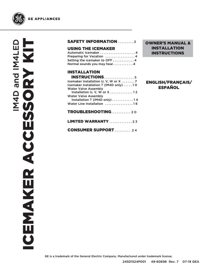 Page n°1 - Manuel utilisateur GE IM4LED