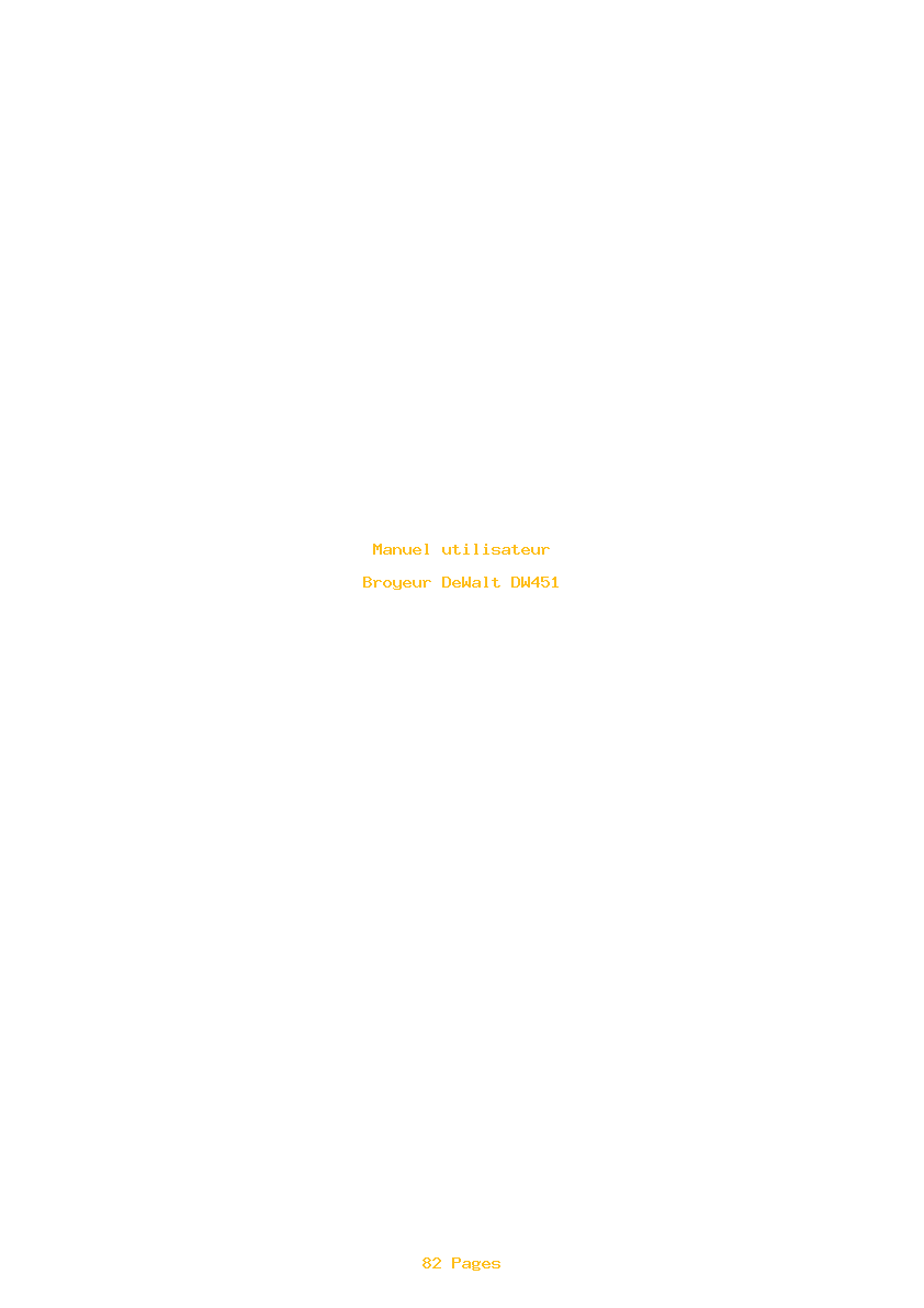 Page 1 de la notice Manuel utilisateur DeWalt DW451