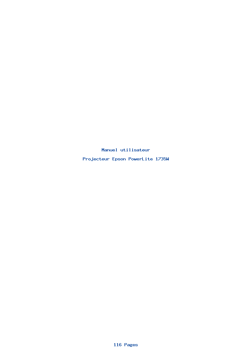 Page 1 de la notice Manuel utilisateur Epson PowerLite 1735W