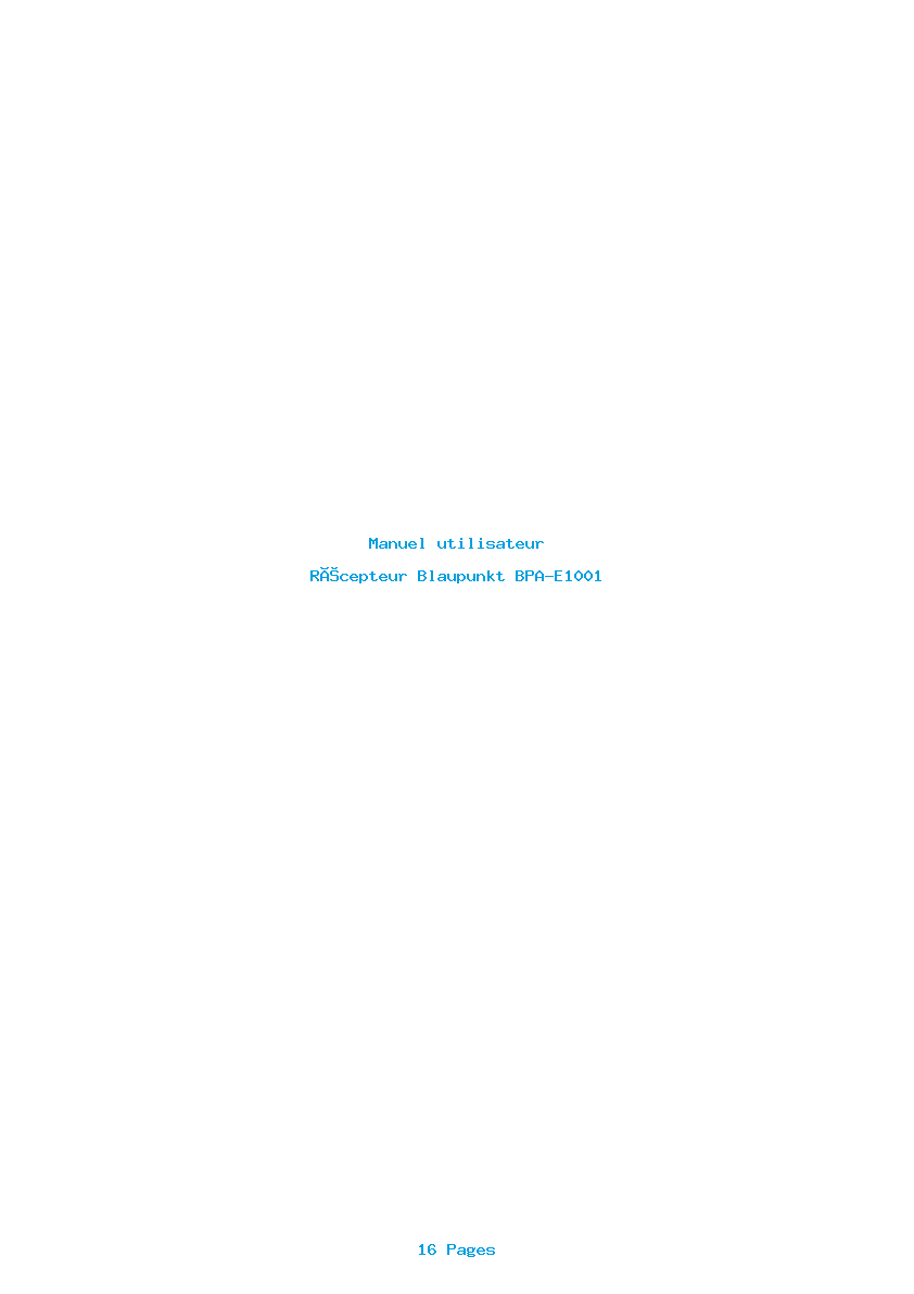 Page 1 de la notice Manuel utilisateur Blaupunkt BPA-E1001