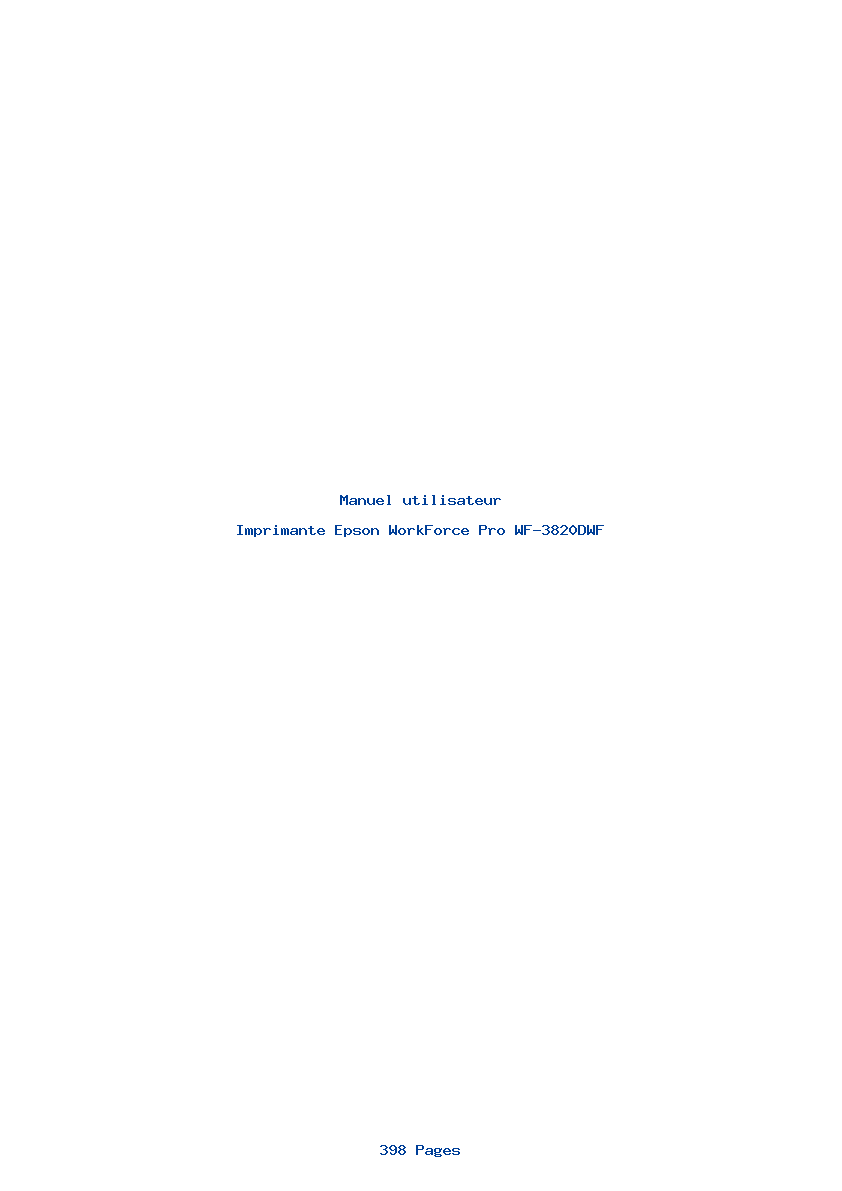 Page 1 de la notice Manuel utilisateur Epson WorkForce Pro WF-3820DWF