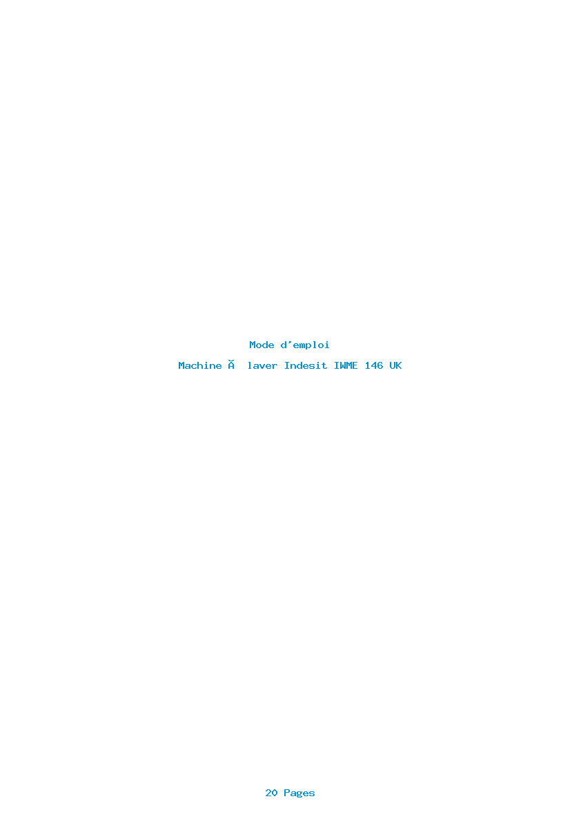 Page 1 de la notice Mode d'emploi Indesit IWME 146 UK