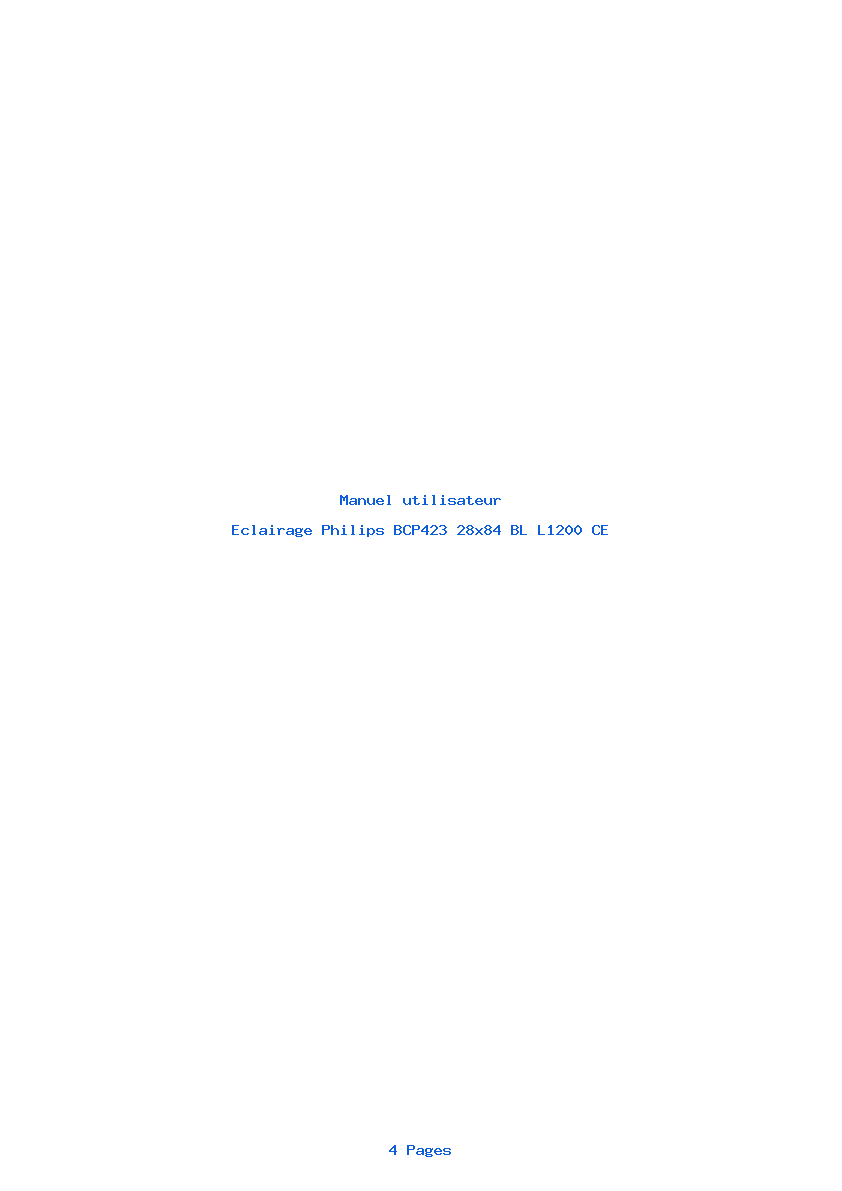 Page 1 de la notice Manuel utilisateur Philips BCP423 28x84 BL L1200 CE