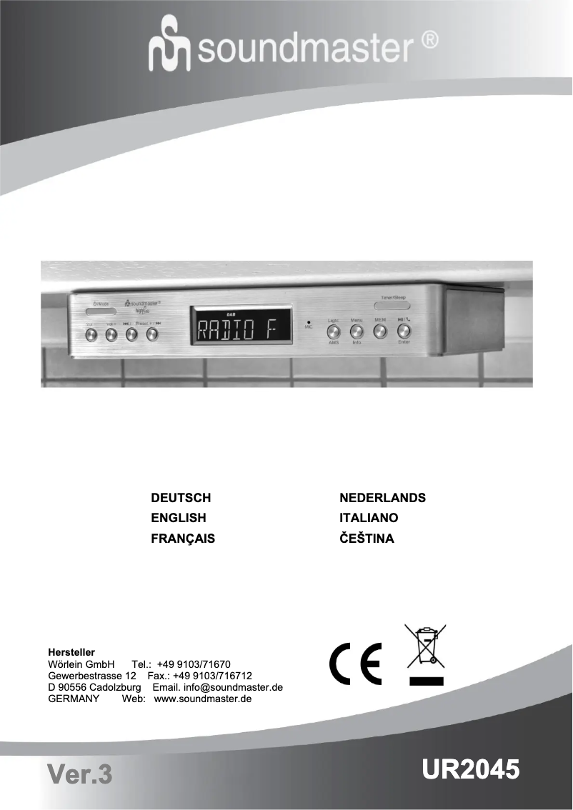 Page 1 de la notice Manuel utilisateur Soundmaster UR2045