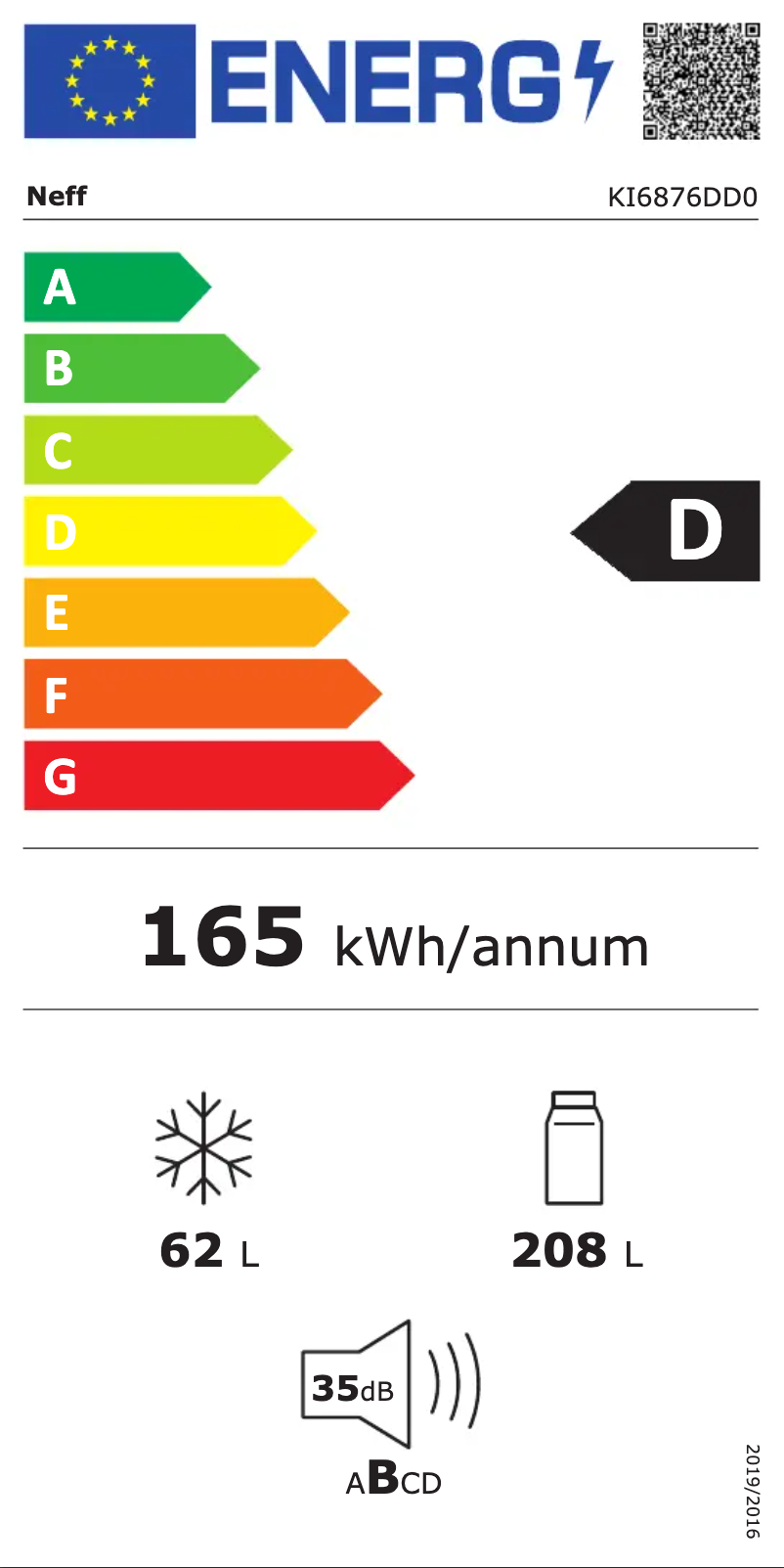 Page 1 of the manual Energy Label Neff KI6876DD0