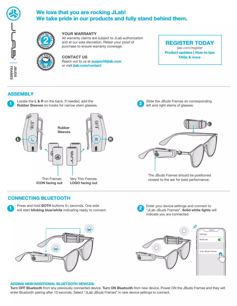 Página 1 del manual Manual de usuario JLab Frames