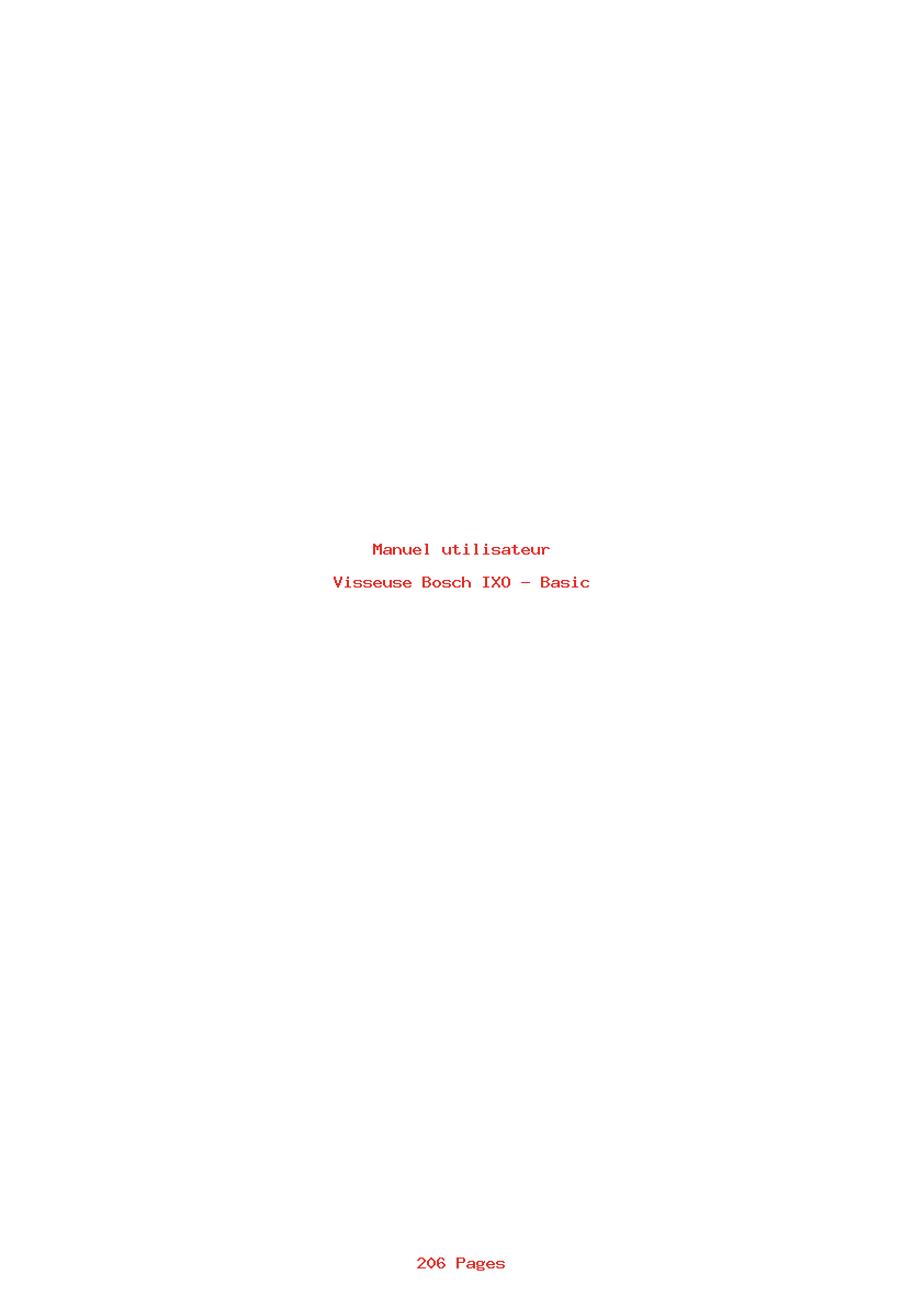 Page 1 de la notice Manuel utilisateur Bosch IXO - Basic