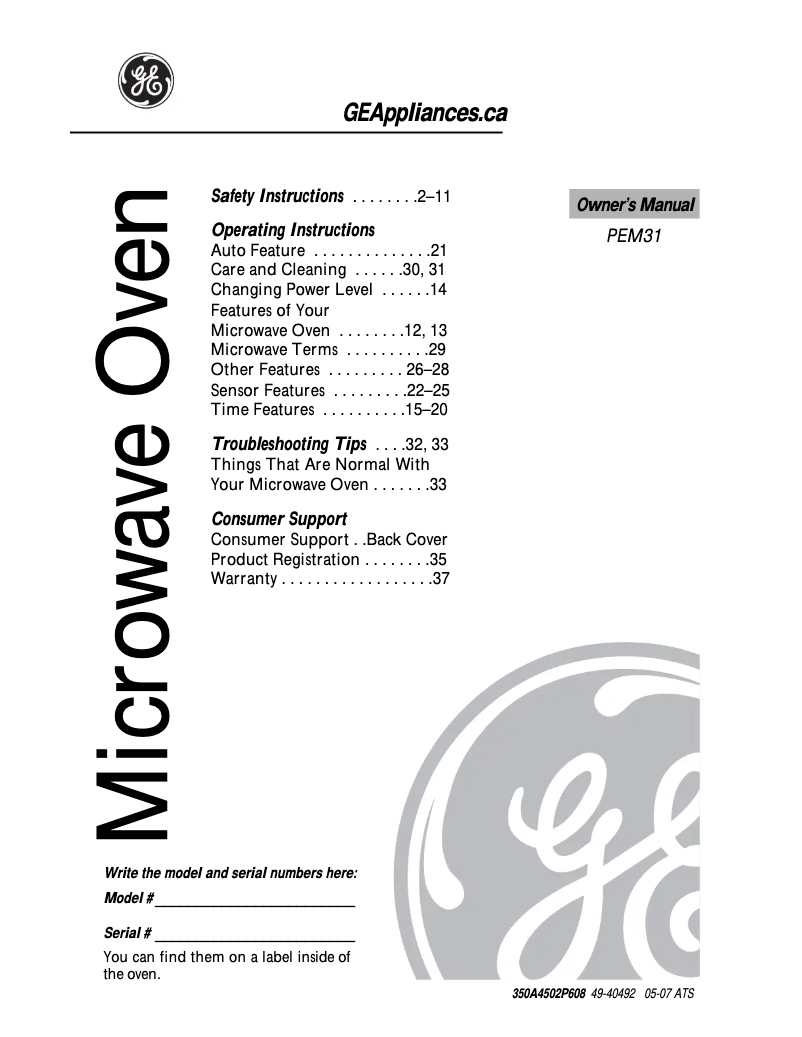 Página 1 del manual Manual de usuario GE PEM31SMC