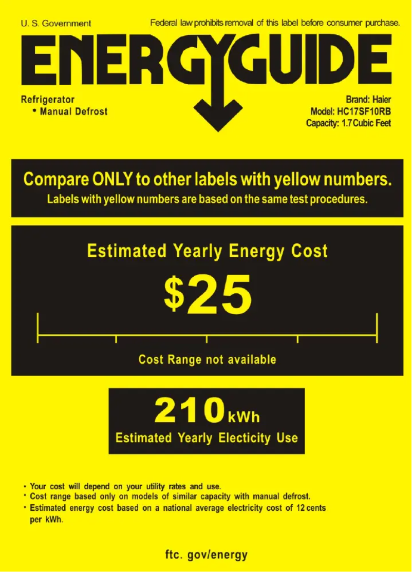 Page 1 de la notice Label énergétique Haier HC17SF10RB
