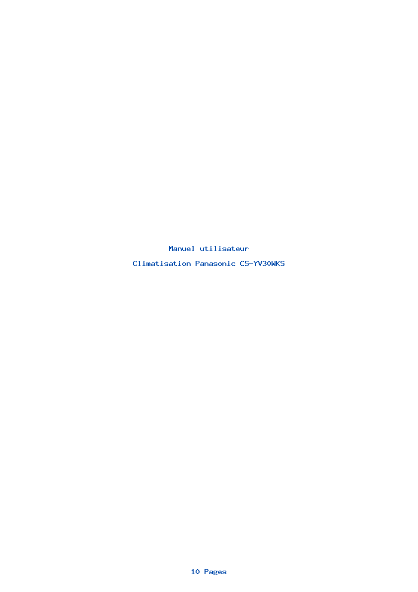 Page 1 de la notice Manuel utilisateur Panasonic CS-YV30WKS