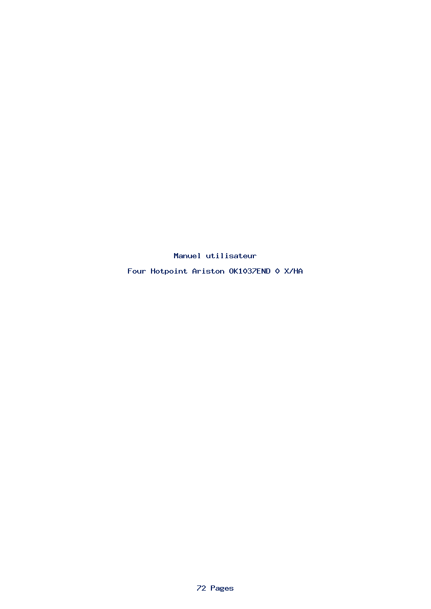 Page 1 de la notice Manuel utilisateur Hotpoint Ariston OK1037END 0 X/HA