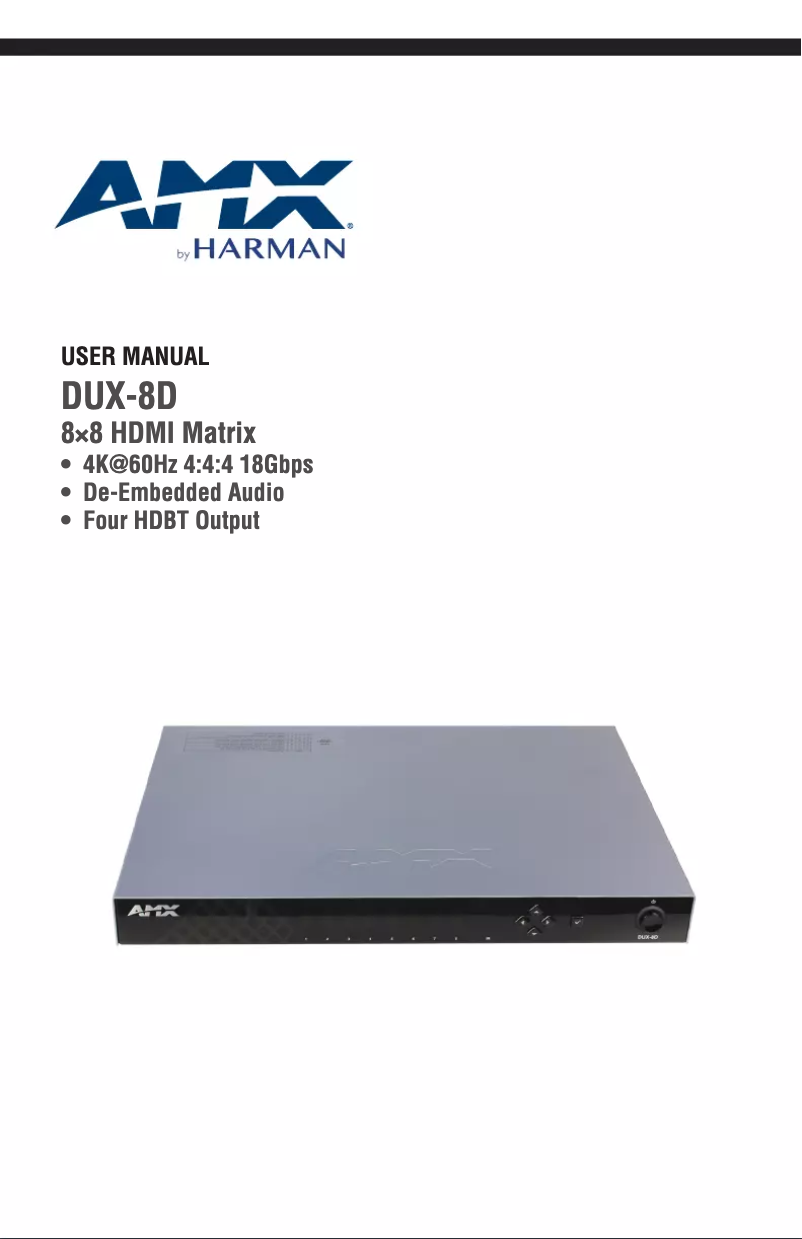 Page 1 de la notice Manuel utilisateur AMX DUX-8D