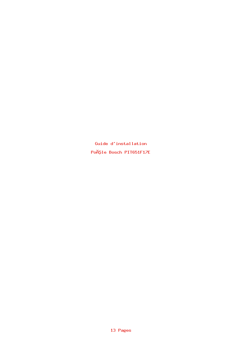 Page 1 de la notice Guide d'installation Bosch PIT651F17E