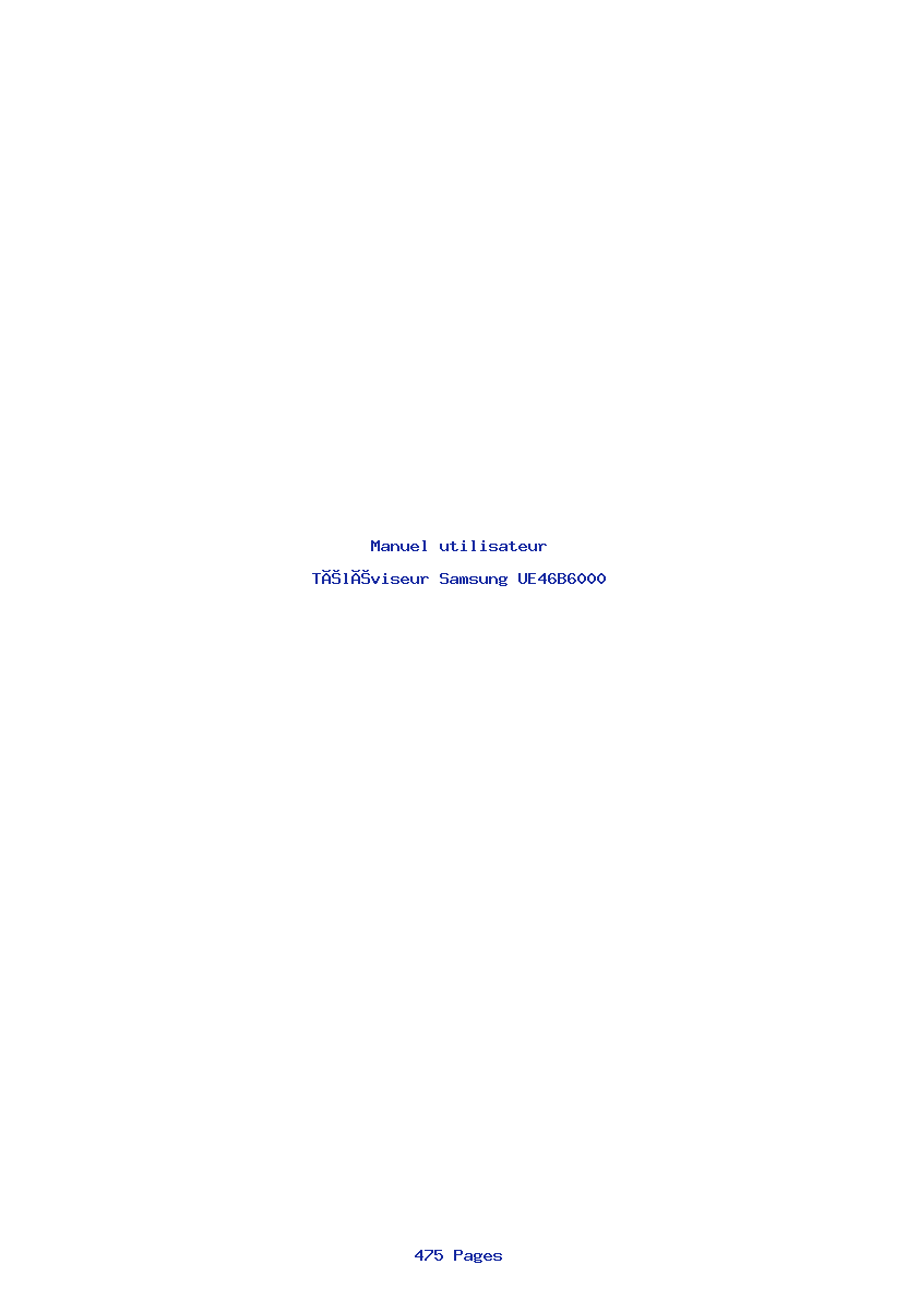 Page 1 de la notice Manuel utilisateur Samsung UE46B6000