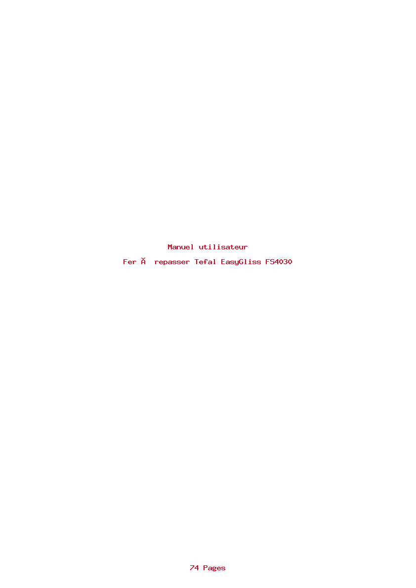 Page 1 de la notice Manuel utilisateur Tefal EasyGliss FS4030