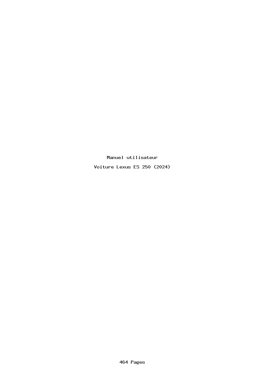 Page 1 de la notice Manuel utilisateur Lexus ES 250 (2024)