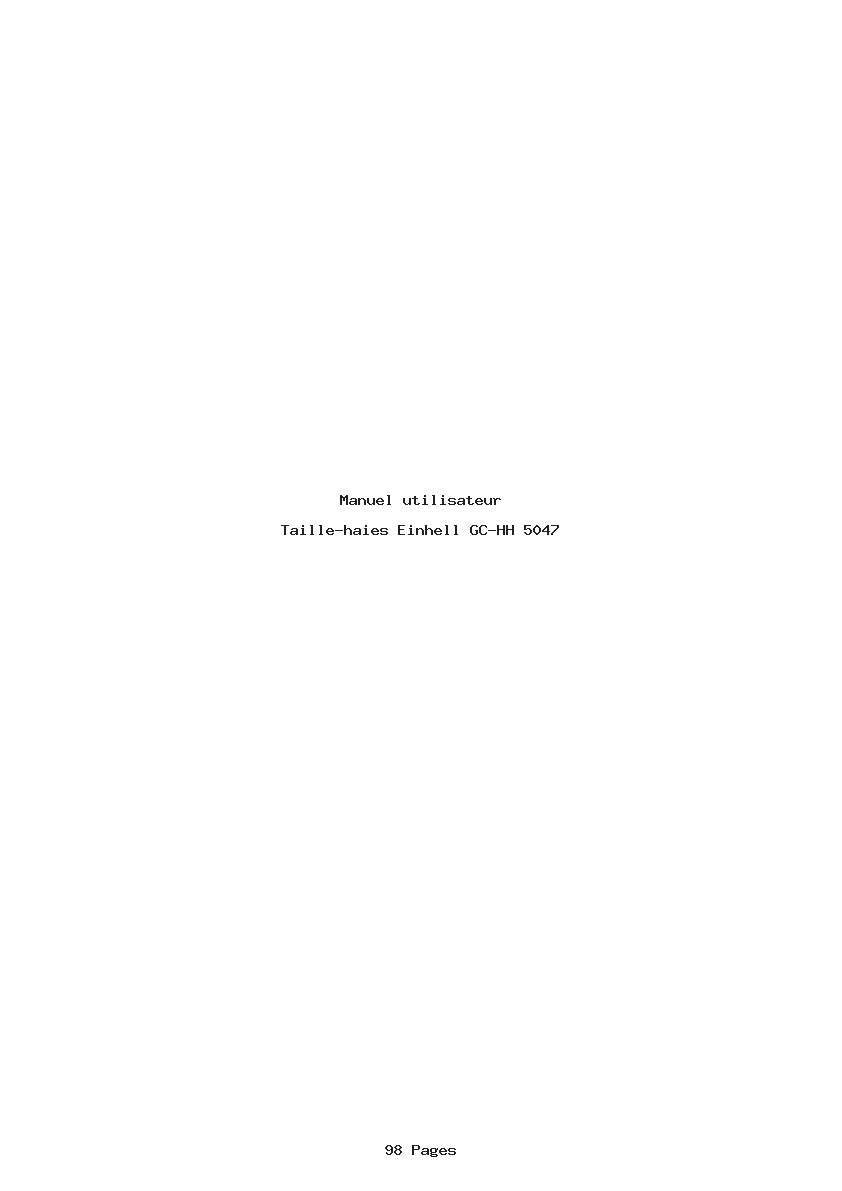 Page 1 de la notice Manuel utilisateur Einhell GC-HH 5047