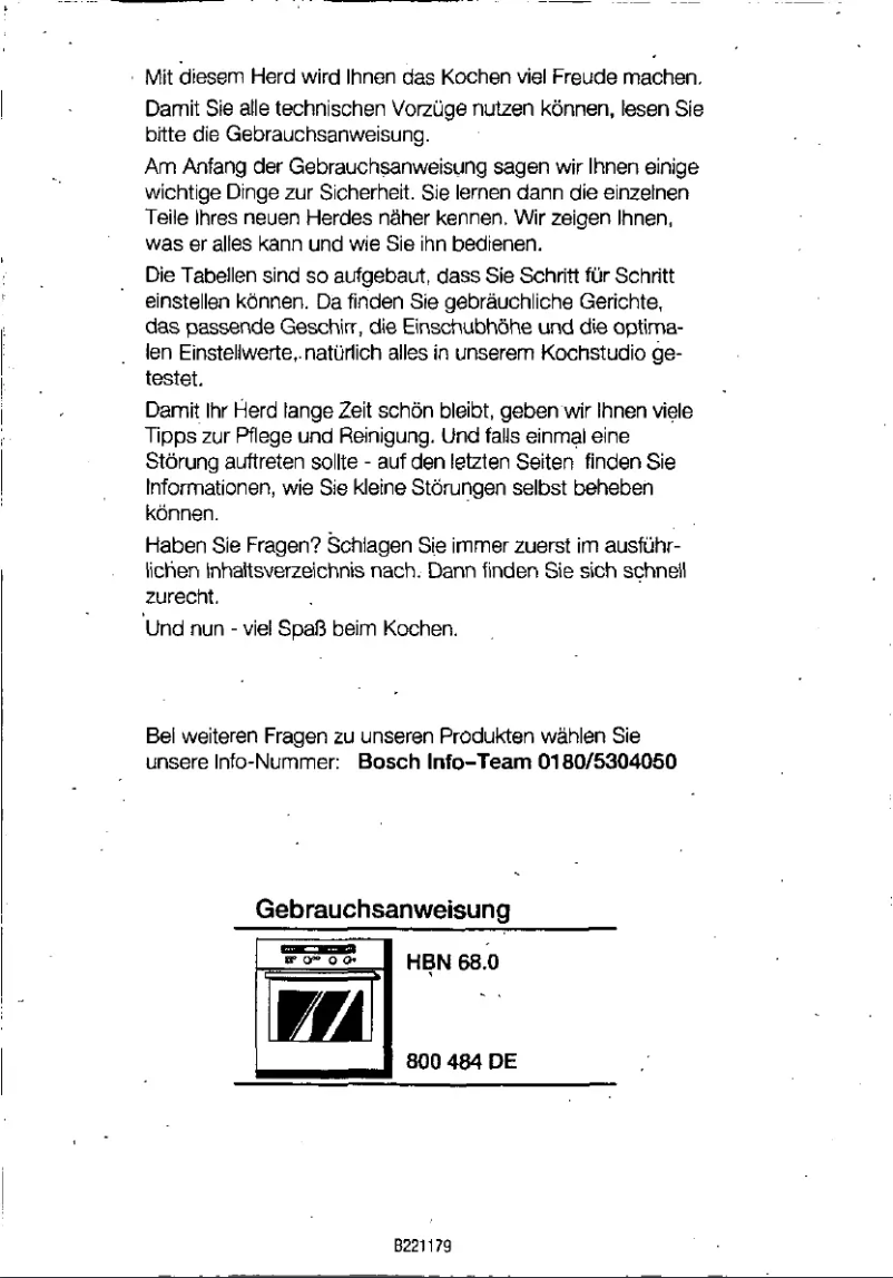 Page 1 of the manual User Manual Bosch HBN685060